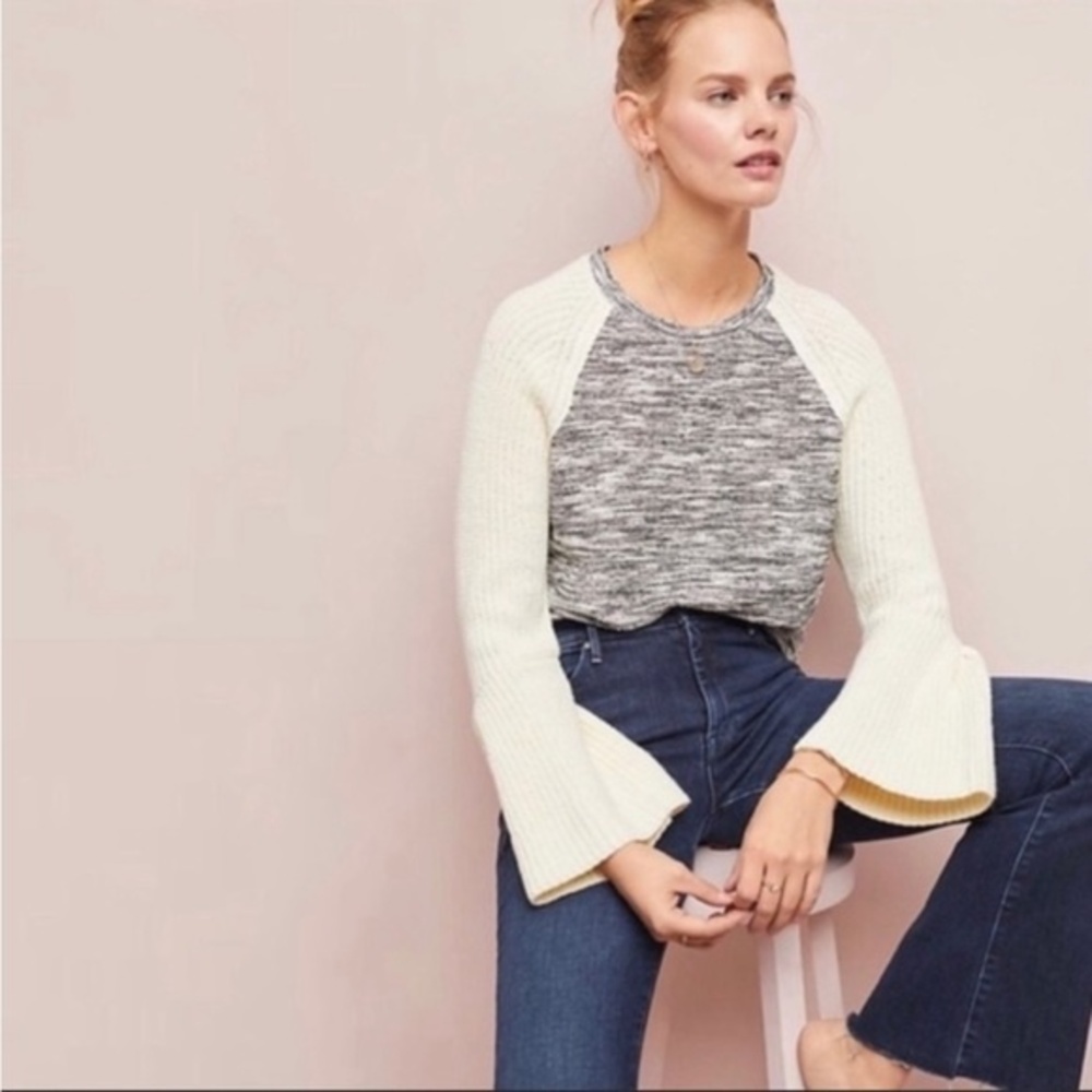 Anthropologie Dolan Knit Bell Sleeve Marled Sweater XS